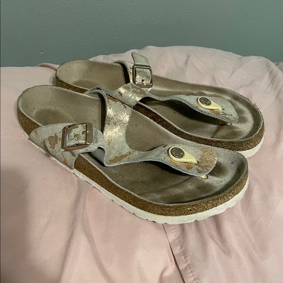 Birkenstock Gizeh Vintage Metallic Rose Copper Suede Nar Size 37 EU/6.5 US - Picture 2 of 10